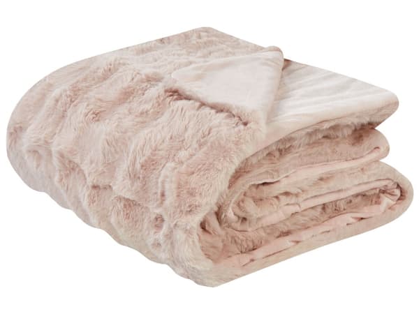 Överkast Filt Rosa Mjuk Konstgjord Kaninpäls 150 x 200 cm Shaggy Filt Sängkläder