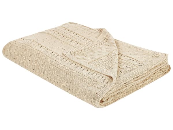 Sengetæppe Beige Bomuld 150 x 200 cm Dekorativt sengetøj Klassisk design Soveværelse