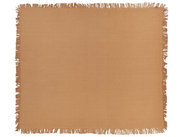 Sengetæppe brun bomuld 220 x 240 cm maskinvaskbart med frynser rektangulær traditionel stil