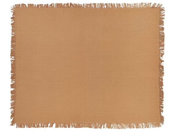 Sengetæppe brun bomuld 150 x 200 cm maskinvaskbart med frynser rektangulær traditionel stil