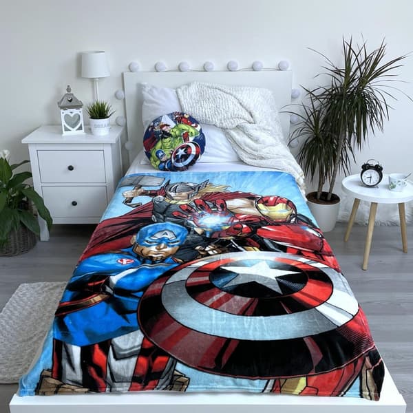 Mikrofibertæppe 100x150 Avengers Heroes blå rød JF23