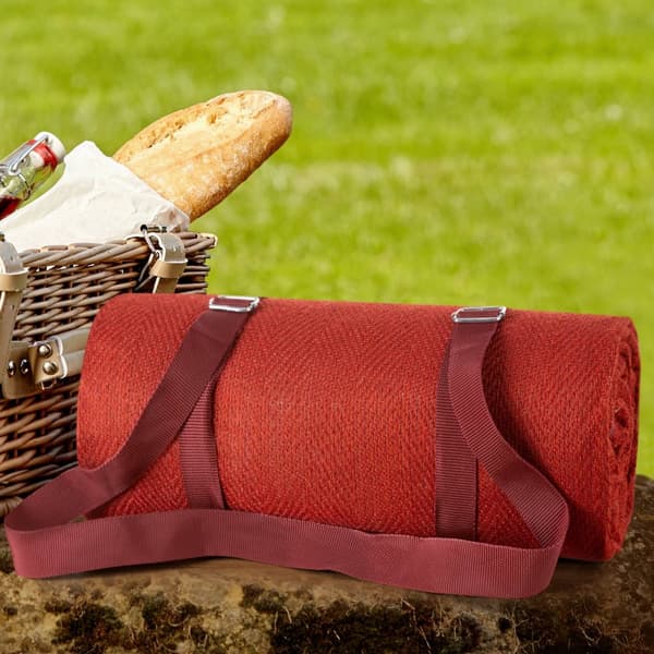 Picnic-tæppe 130x145 Harmony bordeaux, ensfarvede Eurogardiner