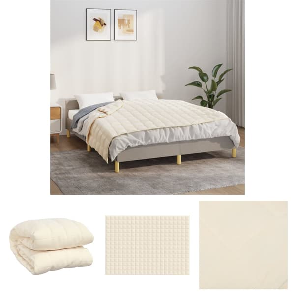 The Living Store Painopeitto vaalea kerma 137x200 cm 6 kg kangas - Viltit