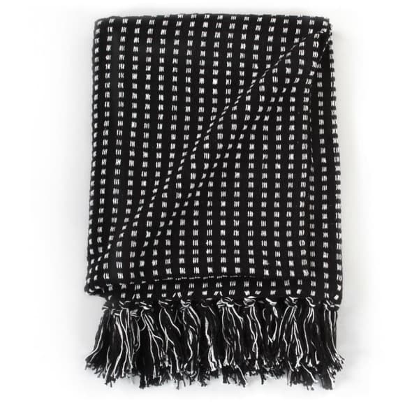 The Living Store plaid 220x250 cm bomuld firkanter sort -  Sengetæpper