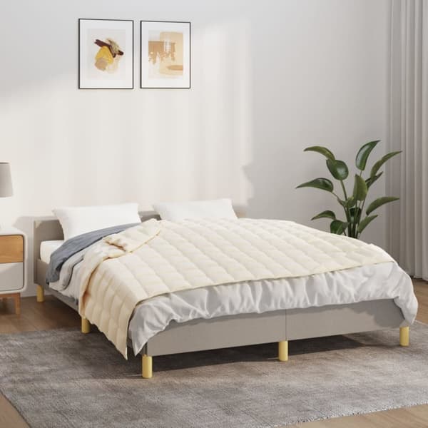 The Living Store tyngdetæppe 152x203 cm 7 kg stof lys cremefarve - Sengetæpper