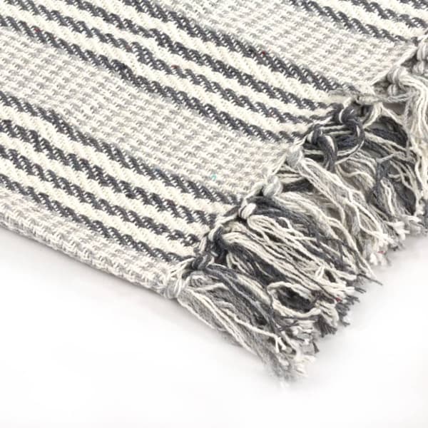 Sengetæpper - Living plaid 160x210 cm bomuld stribet grå og hvid