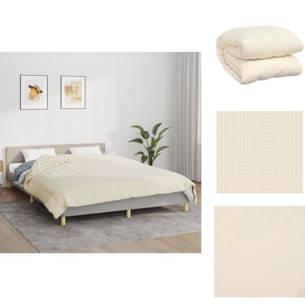 Sengetæpper - Living tyngdetæppe 220x235 cm 11 kg stof lys cremefarve