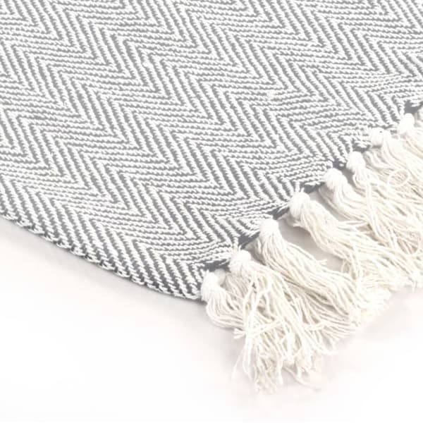 Plaid 220x250 cm bomuld sildebensmønster grå - Plaid - Plaider - Home & Living