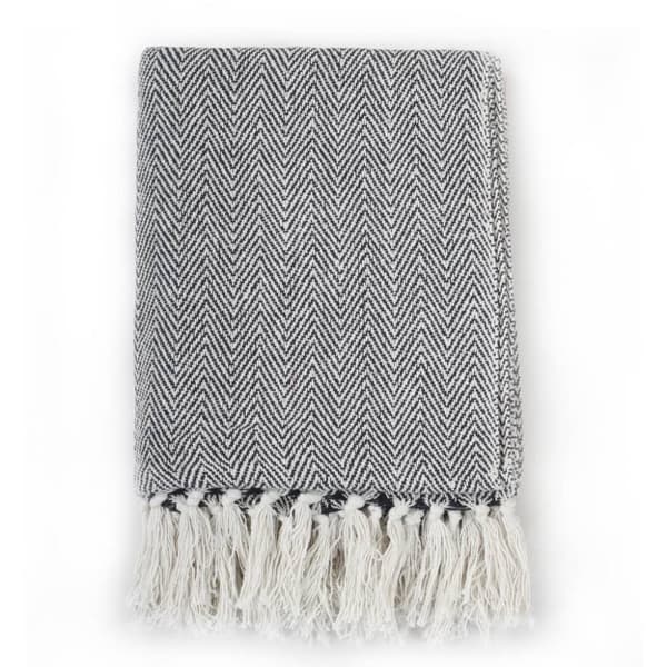 Plaid 160x210 cm bomuld sildebensmønster marineblå - Plaid - Plaider - Home & Living