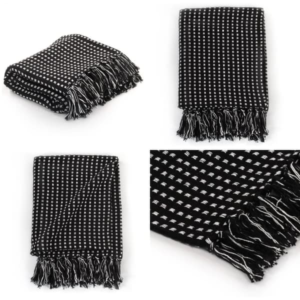Plaid 125x150 cm bomuld firkanter sort - Plaid - Plaider - Home & Living