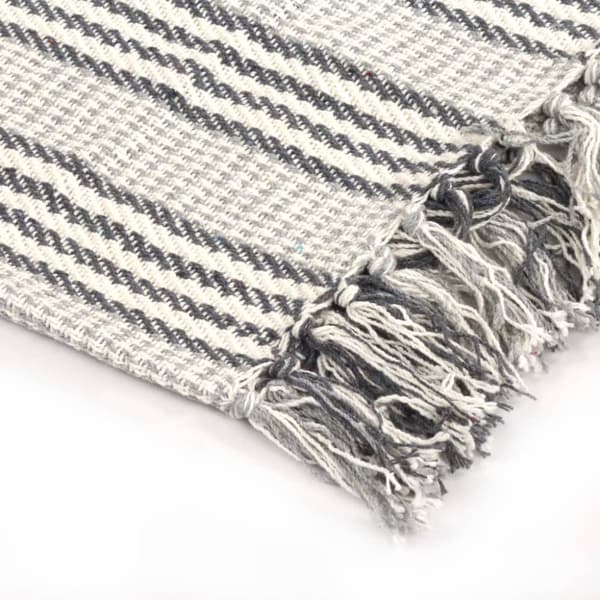 Plaid 125x150 cm bomuld stribet grå og hvid - Plaid - Plaider - Home & Living