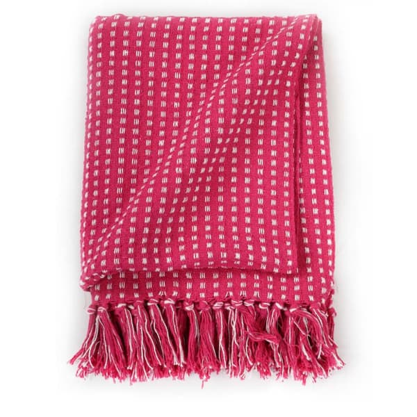 plaid 160x210 cm bomuld firkanter lyserød