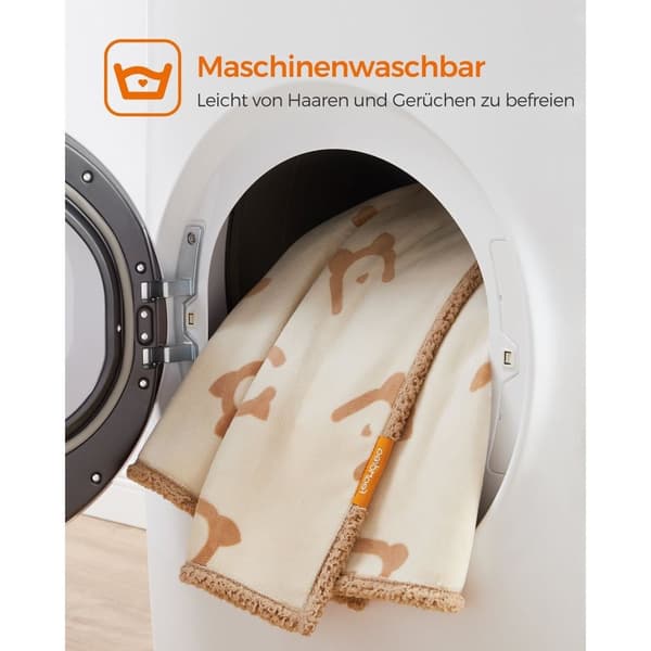 Rootz Pet Tæppe - Hundetæppe - Kattekast - Sherpa Fleece - TPU film - Flanell - Letvægts - Stor størrelse - Beige - 152 cm x 127 cm - 0,9 kg