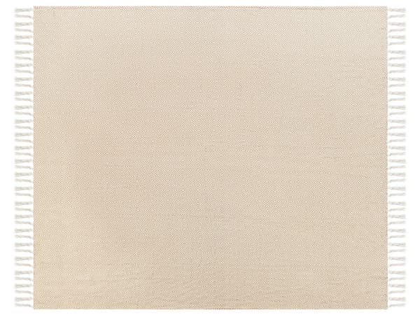Beige bomuldssengetæppe 200 x 220 cm med kvaster stue soveværelse tekstiler soveværelse