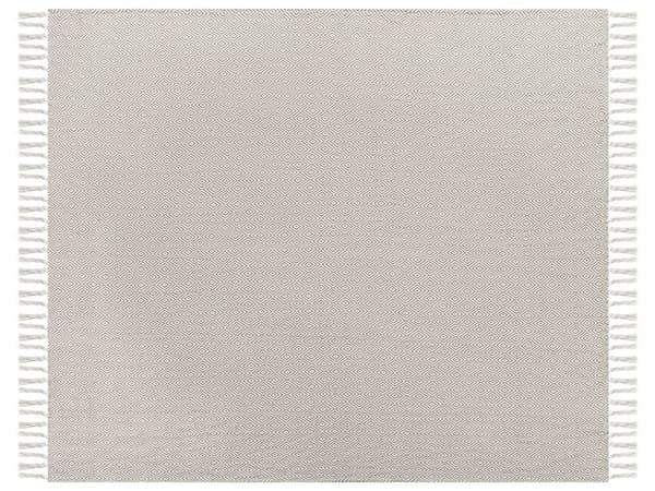 Taupe bomuldssengetæppe 220 x 240 cm med kvaster stue soveværelse tekstiler soveværelse