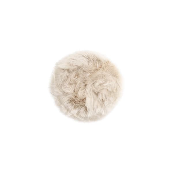 Katy skind sædehynde, imiteret Ø34cm beige.