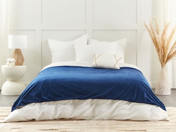 Tyngdetæppe Betræk Marineblå Polyester 135 x 200 cm Overtræk til Vægttæppe Blød Design til Soveværelse Sengetæppe Vægt Tæppe Cover