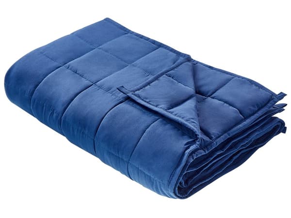 Tyngdedyne Marineblå Microfiber 7 kg 120 x 180 cm Vægtdyne til Voksne Quiltet Design Dyne med Glasperler