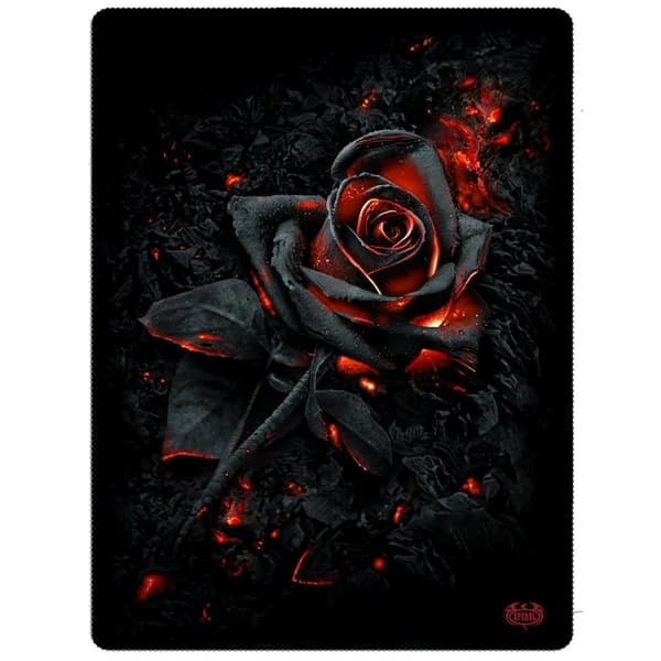 Spiral Direct Fleece Burnt Rose Blanket Black/Red 200cm x 150cm