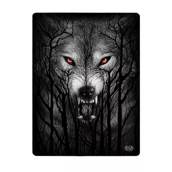 Spiral Forest Wolf Double Sided Blanket Black 150cm x 200cm