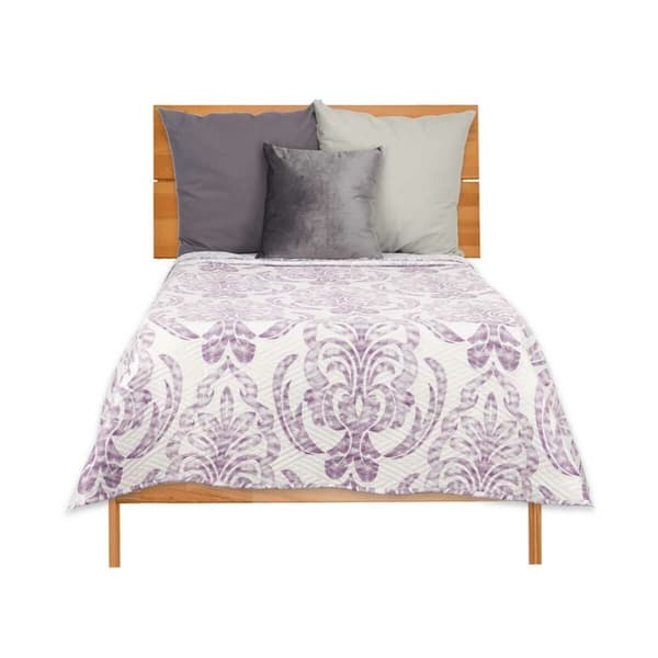 Sengetæppe med to sider 240 x 260 cm Hvid Lilla (6 enheder)