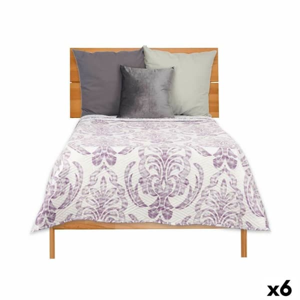 Sengetæppe med to sider 240 x 260 cm Hvid Lilla (6 enheder)