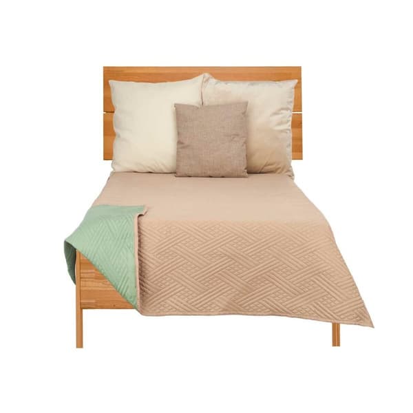 Sengetæppe med to sider 240 x 260 cm Grøn Beige (6 enheder)