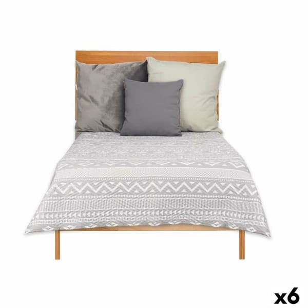 Vendbart sengeteppe 180 x 260 cm Etnisitet Hvit Grå (6 enheter)