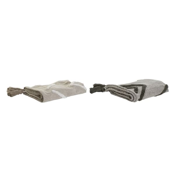 Sengelaken DKD Home Decor Hvit Grønn Beige Mørkegrønn 130 x 170 x 0,5 cm (2 enheter)
