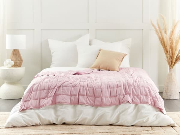 Tyngdtäcke Rosa Polyestertyg Fyllning av glaspärlor Rektangulär 150 x 200 cm 9kg 19.84lb Quiltad