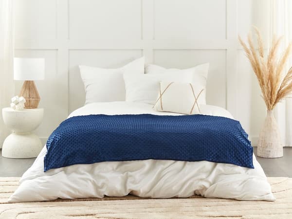 Vektteppe Marineblå polyesterstoff 100 x 150 cm Prikkete mønster Moderne design Soveromstekstil