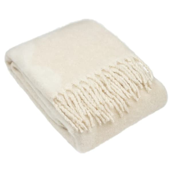 Hoem Pläd med tofsar i meta-jacquard