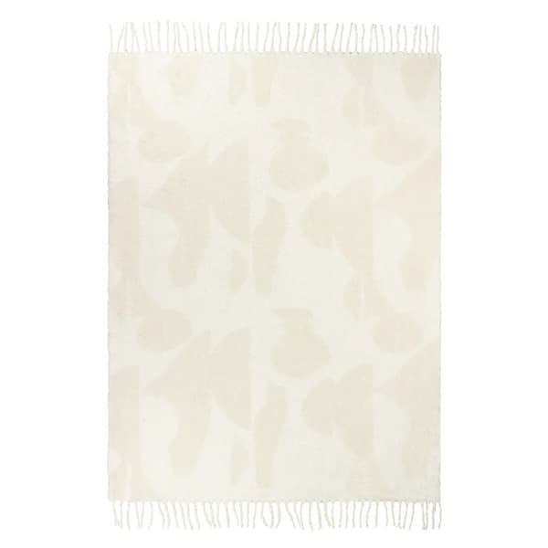 Hoem Pläd med tofsar i meta-jacquard Natural 180cm x 130cm
