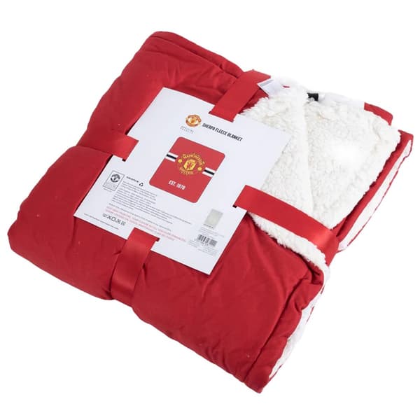 Manchester United FC Core Sherpa Fleece Stripe Blanket