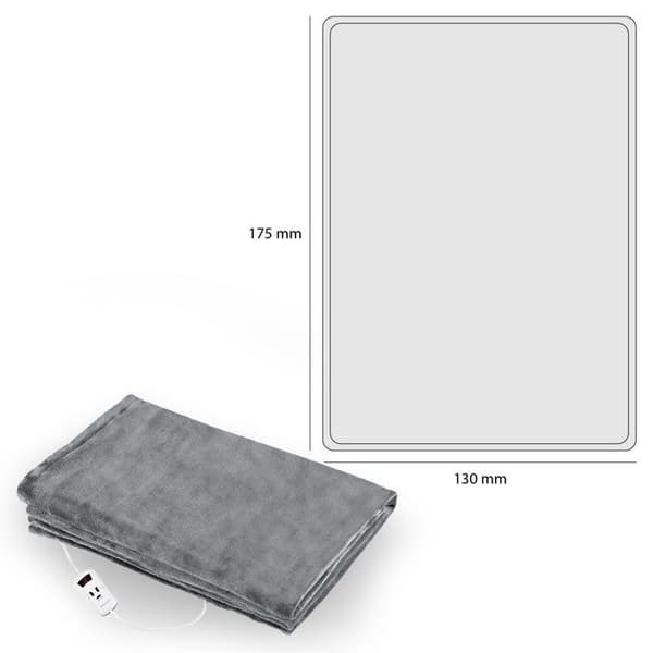 Elfilt 130 x 180cm 10 Temperaturnivåer Timer 1-9 timmar Proficare WZD 3061180WGris v