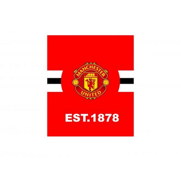 Manchester United FC Core Plush Stripe Sherpa Lined Blanket