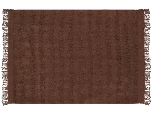 Filt Brun Bomull och Akryl 150 x 200 cm Vävd Sängpläd med Tofsar Överkast