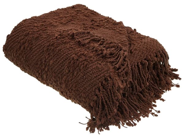 Filt Brun Bomull och Akryl 150 x 200 cm Vävd Sängpläd med Tofsar Överkast