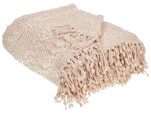 Filt Rosa Bomull och Akryl 150 x 200 cm Vävd Sängpläd med Tofsar Överkast