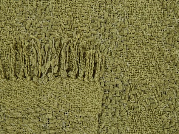 Filt Grön Bomull och Akryl 200 x 220 cm Vävd Sängpläd med Tofsar Överkast