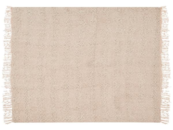 Plaid Lyserød Bomuld 150 x 200 cm Blød Hyggetæppe til Sofa Moderne Varm Bomuldstæppe med Frynser Skandinavisk Senge Plaid