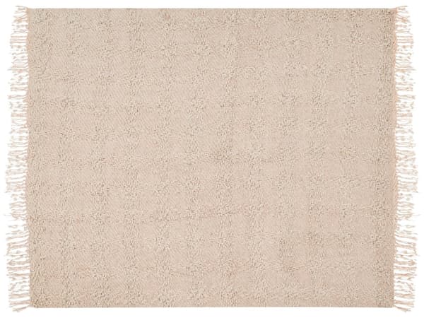 Plaid Lyserød Bomuld 200 x 220 cm Blød Hyggetæppe til Sofa Moderne Varm Bomuldstæppe med Frynser Skandinavisk Senge Plaid