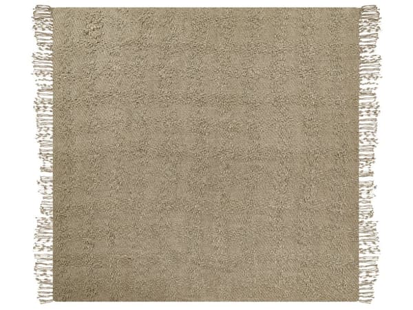 Plaid Taupe Bomuld 220 x 240 cm Blød Hyggetæppe til Sofa Moderne Varm Bomuldstæppe med Frynser Skandinavisk Senge Plaid