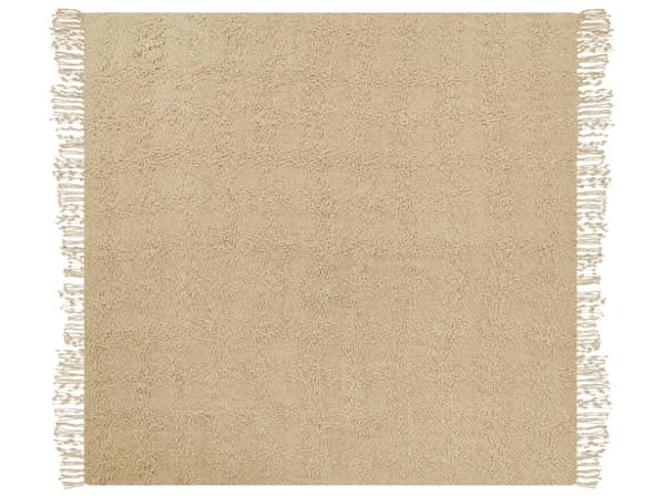 Filt Beige Bomull och Akryl 190 x 230 cm Vävd Sängpläd med Tofsar Överkast