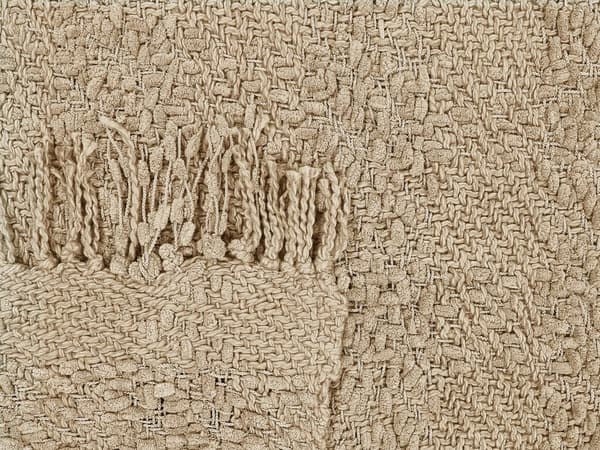 Filt Beige Bomull och Akryl 190 x 230 cm Vävd Sängpläd med Tofsar Överkast