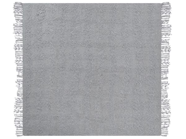 Filt Grå Bomull och Akryl 220 x 240 cm Vävd Sängpläd med Tofsar Överkast