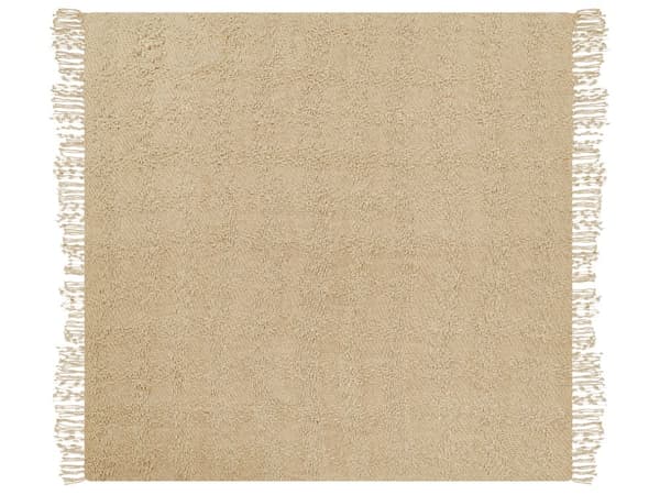 Teppe i Beige Bomull og Akryl 220 x 240 cm Vevd Sengeteppe med Dusker Sengeteppe Overtrekk