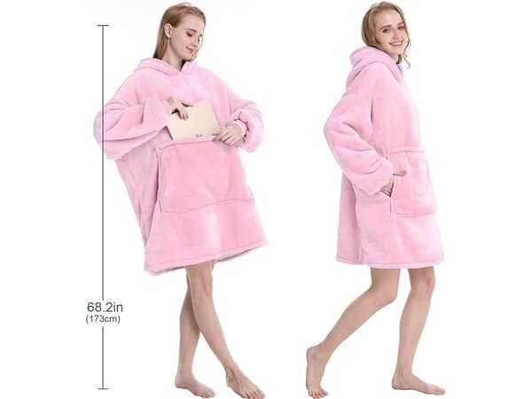 Varm sweatshirt oversize tæppe xxl 2in1 tyk fleece