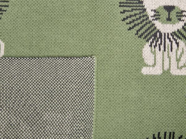 Barnfilt Grön Bomull 130 x 180 cm Pläd Sängöverkast Mysig Lejonmönster Sovrum Barnrum Modern Design