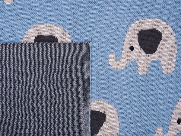 Barnfilt Blå Bomull 130 x 180 cm Säng Överkast Mysig Elefant Mönster Sovrum Barnrum Modern Design